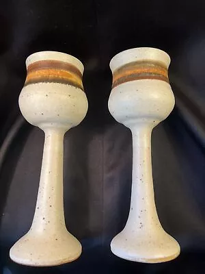 Buy Studio Art Pottery Hand Crafted Wine Goblets Chalice Set Of 2 Signed Pip • 19.60£