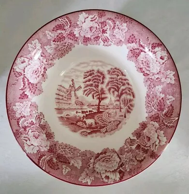 Buy Enoch Wood's Pink Transferware English Scenery Round Vegetable Bowl 8  • 13.98£