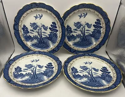 Buy Booths Real Old Willow Plates X 4  7.5  1930s Gold Edging • 14.99£