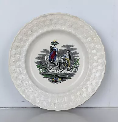 Buy Antique Staffordshire Pottery China Childs Nursery Plate Victorian Daisy Border • 24.95£