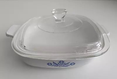 Buy Pyrosil Corning Ware Casserole Dish  Glass Lid 7in Vintage White Blue Cornflower • 14.99£