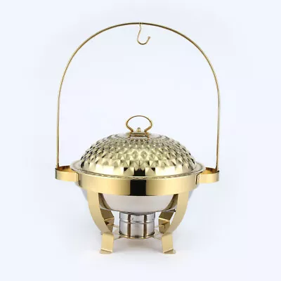 Buy 4.5L Stainless Steel Buffet Server Round Chafing Dish Food Warmer Hot Plate Gold • 70£