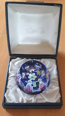 Buy Vintage One Off Blue Perthshire Paperweight With Flowers From 1978 • 149£