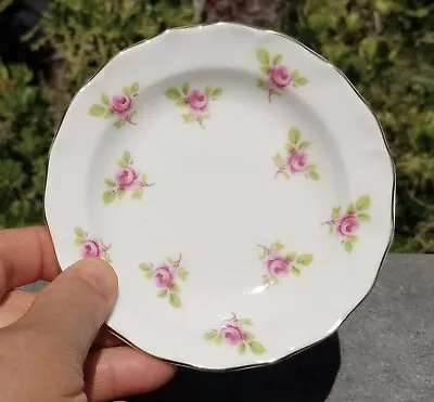 Buy Vintage DUCHESS 4.5  BONE CHINA ENGLAND PINK COTTAGE ROSES ROSEBUD PLATE DISH • 8.39£