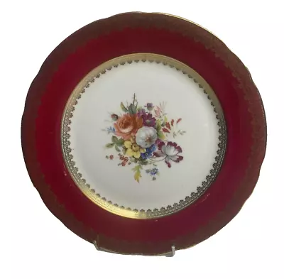 Buy Hammersley Bone China Howard Sprays Red Rim Luncheon Plate ( G73), Vintage • 14.99£