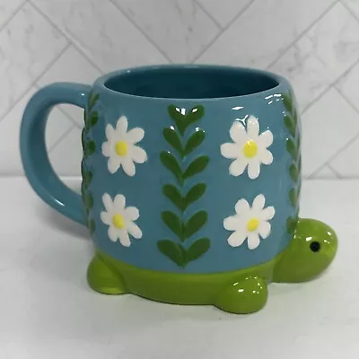 Buy LANG Cute HandPainted 3D Floral Blue Green Flowers Turtle Coffee Mug Ceramic 8oz • 11.17£