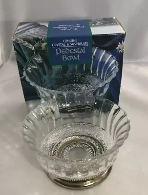Buy Pedestal Scalloped/Embossed Bowl Fairfield VTG Genuine Crystal & Silverplate • 15.83£