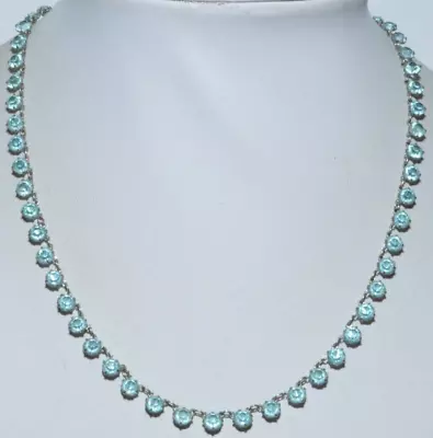 Buy Elegant Vintage Art Deco Pale Blue Glass Rhinestone Riviere Necklace • 19.99£