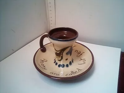 Buy WATCOMBE Devon Ware Pottery Candle Holder Scandy  Motto 10 Cm Vintage • 9£