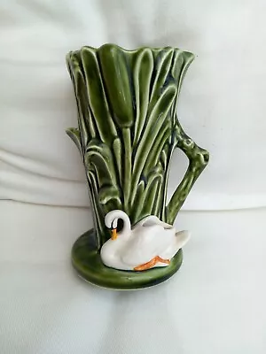 Buy Vintage Sylvac Swan & Bulrushes Green Vase. No 4377 • 6.75£