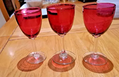 Buy Antique Victorian Wine Glasses X 3, Cranberry Glass C1870s Collectable Glassware • 59.99£