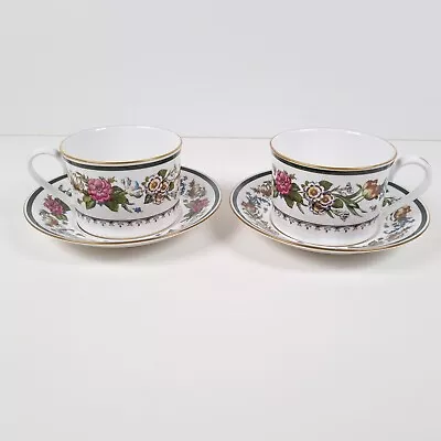 Buy Spode Tapestry Flat Cup & Saucers Floral Vintage 90s Fine Bone China England X 2 • 31.89£