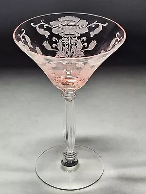Buy Vintage 1930's Tiffin Glass Flanders Poppy Etch Sherbet Or Champagne Stem • 32.62£
