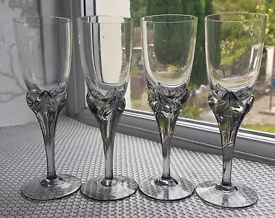 Buy 4 ROSENTHAL Crystal - IRIS SMOKED GREY GLASS  APERITIF LIQUEUR SHOT GLASSES • 15.99£