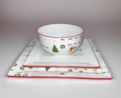 Buy Martha Stewart Holiday In The City 3 Piece Setting Dinner & Salad Plate & Bowl • 30.75£