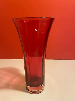 Buy Cranberry Glass Ruby Art Flower Vase, Vintage, Decorative • 18.99£