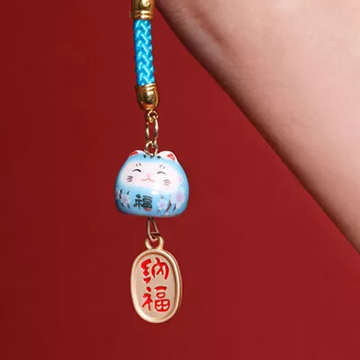 Buy  3 Pcs Lucky Cat Ornament Ceramics Hanging Charm Japanese Pendants • 8.45£