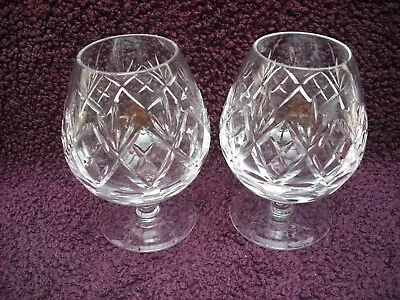 Buy A Pair Of Royal Doulton Crystal Georgian Cut Brandy Glasses, Excellent Condition • 14.99£
