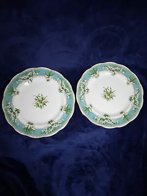 Buy 2 X Vintage Queen Anne  Marilyn  Desert Plates 21.Cm Turquoise Colour. VGC Used. • 17£