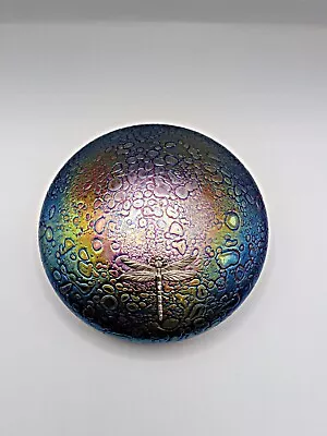 Buy Vintage Heron Glass Multi Coloured  Iridescent Disc Shaped Pebble Paperweight • 19.99£