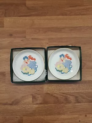 Buy Pair Vintage Crown Staffordshire Les Belles Femmes Bone China Coaster - Boxed • 12.50£