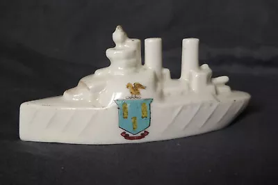 Buy Antique WW1 PORCELAIN DREADNOUGHT BATTLESHIP WITH KINGS LYNN CREST Shelley China • 19.99£