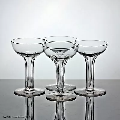 Buy Late Victorian/Edwardian Matched Set Of Four Hollow Stem Glass Champagne Coupes • 60£