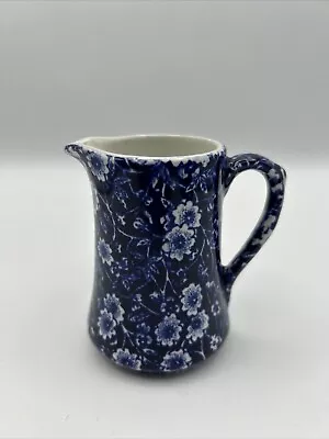 Buy Burleigh Calico Ceramic Milk Jug Tankard Creamer Blue Floral Pattern • 15£