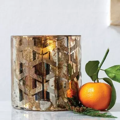 Buy Antique Gold Votive, Glass Tea Light Candle Holder, Geometric Candle Pot • 14£
