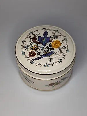 Buy Vintage Sadler Bird Dandelion Porcelain Trinket Box Yellow Flower Peacock  • 6£