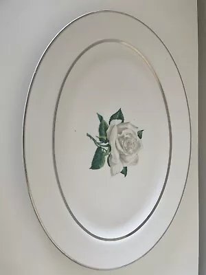 Buy Embassy Vitrified China 15.5x11 Oval White Rose Serving Platter • 15.64£