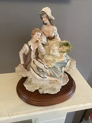 Buy Vintage  A Belcari Capodimonte Italy Boy &  Girl Boy Courting  Figurine Statue • 14.99£