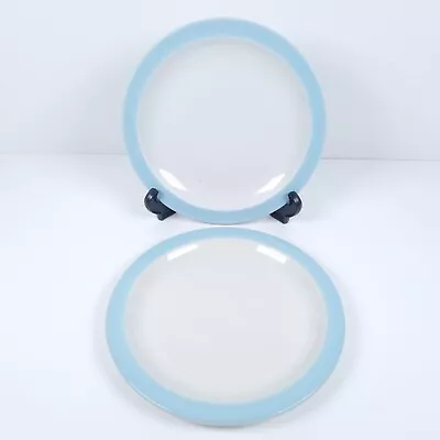 Buy Woods & Grindley NHS Dinner Plates 23cm Blue Rim Vintage 1987 & 1984 England X 2 • 18£