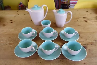 Buy Poole Twintone - Sky Blue & Mushroom C96 - Coffee / Set 15 Pieces Vgc Vintage • 14£