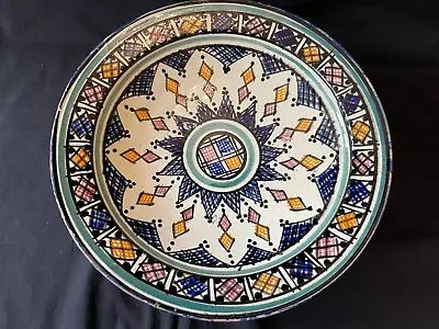 Buy Distinctive Antique Handmade Moroccan Pottery Bowl / Charger Wall Plate • 156.48£