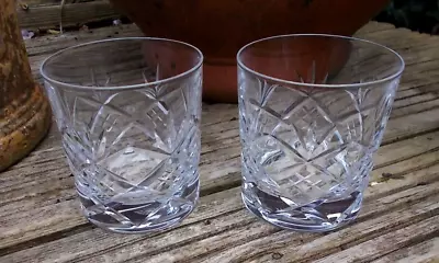 Buy 2 X ROYAL DOULTON Crystal HELLENE Cut Whisky Glasses / Tumblers ~ Signed • 22.99£