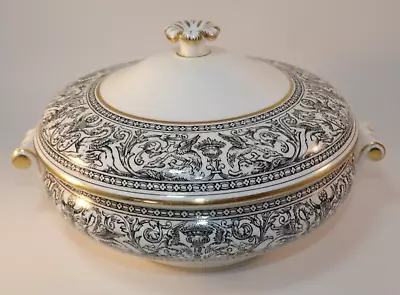 Buy Wedgwood 8  Black Gold W4312 Florentine Lidded Vegetable Serving Tureen Lot A VG • 81.99£