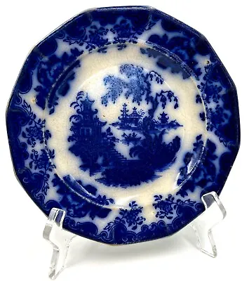 Buy ANTIQUE BLUE FLOW TRANSFERWARE PLATE, SHANGHAE, JF & CO, JACOB FURNIVALS, C1840 • 27.95£