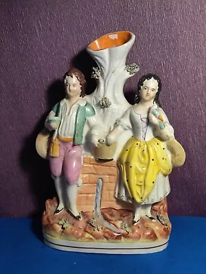 Buy Antique 19thc Staffordshire Pottery  Figurine Of Couple Group • 21£