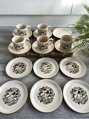 Buy Vintage Ironstone Kiln Craft Tableware - Cup, Saucer & Plate Brown 1970s Floral • 48£