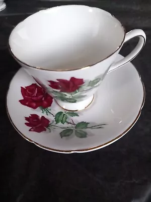 Buy Vintage Old Royal Bone China Teacup And Saucer Red Roses • 5£