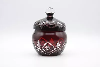 Buy Vintage Sugar Bowl Ruby Bohemia Crystal Cut Colored Burgundy Glass Czech • 55.92£