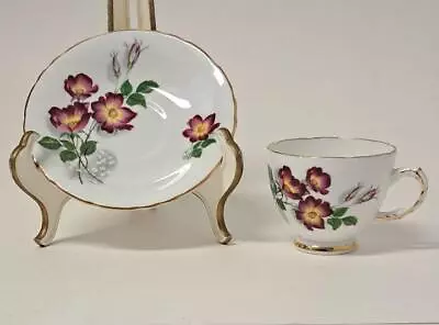 Buy Delphine Bone China Tea Cup & Saucer Made In England Flowers Pattern • 9.27£