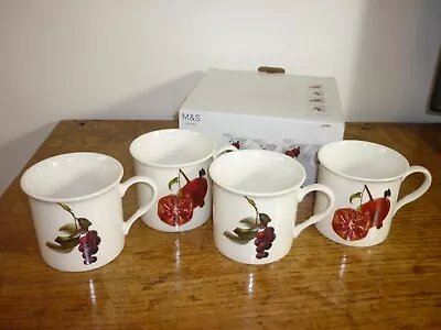 Buy Brand New Boxed Set 4 Bone China Marks And Spencer Pomegranite Blackcurrant Mugs • 15£