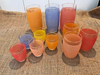 Buy Vintage 1950/60's Various Sized Frosted-sugared Drinking Glasses X 11 • 23.50£