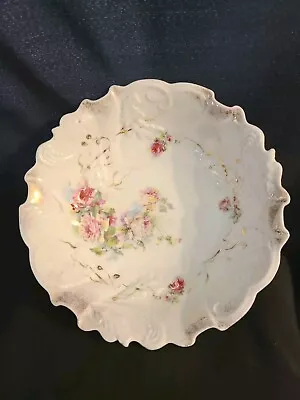 Buy Antique Bavarian Porcelain Large Floral Serving Bowl • 23.30£