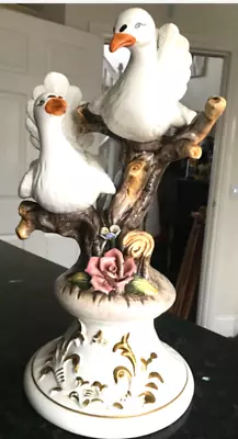 Buy CAPODIMONTE PAIR OF WHITE DOVES 17” Tall Weigh 1.7kg Porcelain Italy VINTAGE VGC • 28.90£