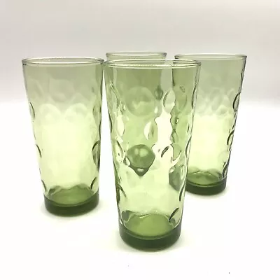 Buy Vtg Mid-Century Avocado Green 14oz Glasses 60’s-70’s Hazel Atlas Set Of 4 • 23.25£