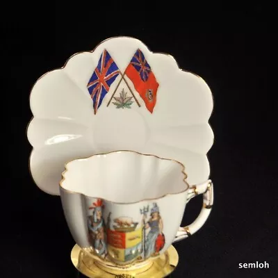 Buy Late Foley Shelley Daisy Cup & Saucer  Hand Painted Flags Shield Gold 1910-1916 • 129.52£
