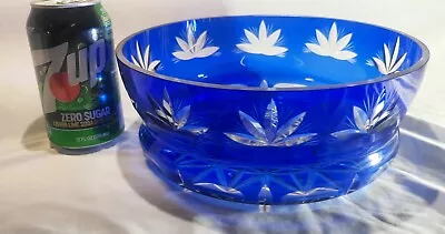 Buy Bohemian Cobalt Blue  Cut To Clear Crystal Centerpiece Bowl  9.5  • 37.27£